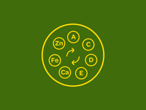 Rico em Cálcio e fonte de Zinco, Ferro, Vitamina A, E, C e D