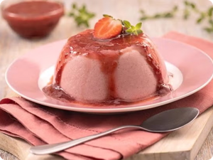 Flan de Morango com Geleia