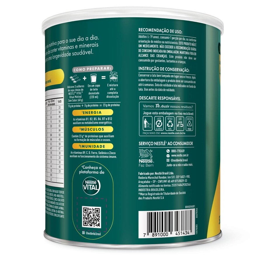 Vital Ritual Matinal sabor sem sabor lata de 720g