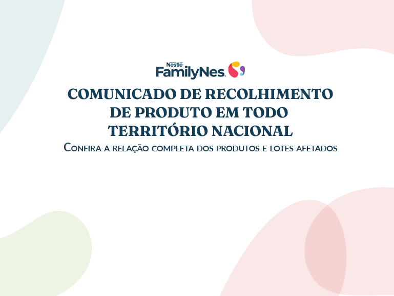 COMUNICADO DE RECOLHIMENTO DE PRODUTO EM TODO TERRITÓRIO NACIONAL