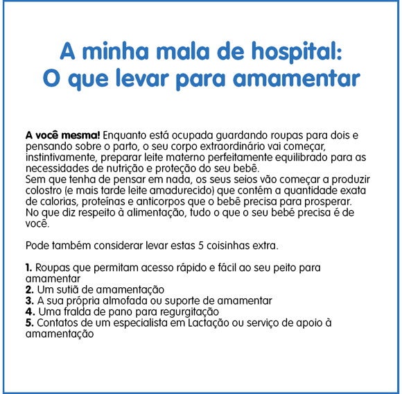 O que levar na sua mala de hospital - amamentar O que levar na sua mala de hospital - amamentar