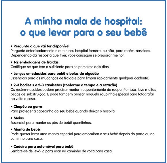 O que levar na sua mala de hospital - bebê O que levar na sua mala de hospital - bebê