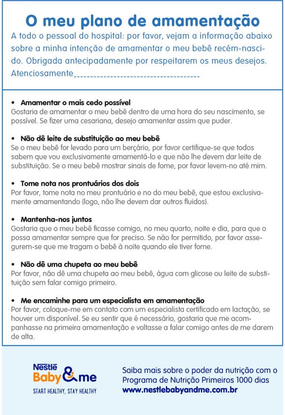Plano de amamentação Plano de amamentação